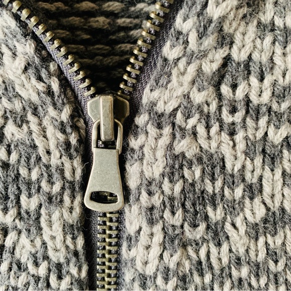 Talbots Front Zip Women’s Cardigan Grey Cream Size XL Cotton Wool With Pockets - Picture 12 of 16